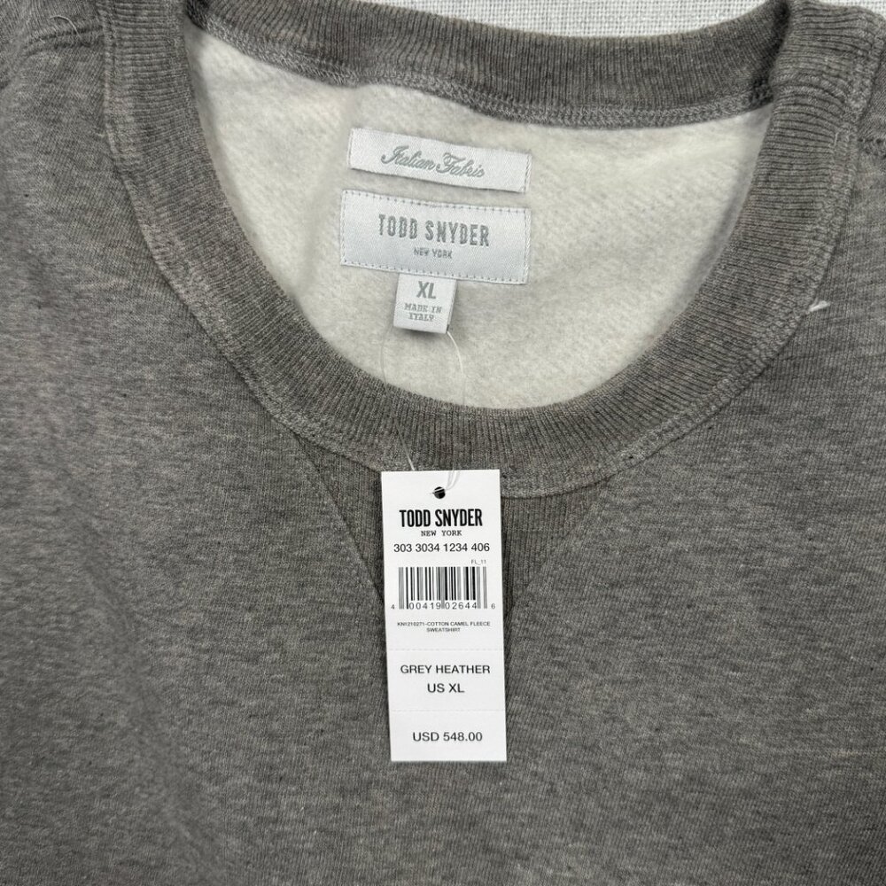 Todd Snyder Cotton Camel Fleece Sweatshirt Grey Heather Pullover Size XL NWT - Picture 9 of 11